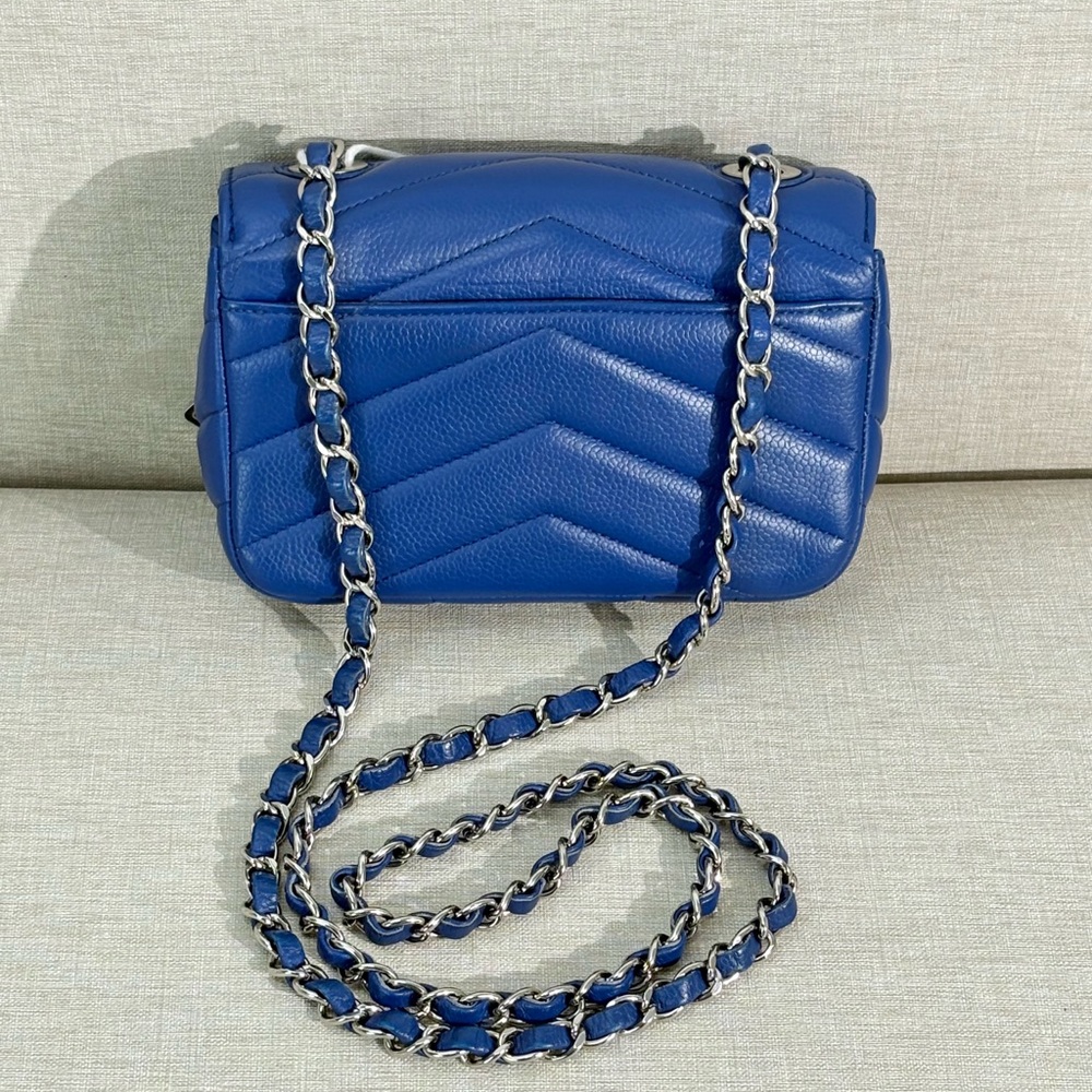 Chanel Blue Caviar Chevron Mini Rectangular Shw - image 3